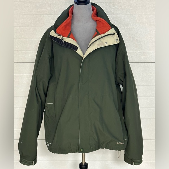 L.L. Bean Other - L L Bean Olive Green detachable fleece lined Men’s jacket 0BCY9 Sz 2XL